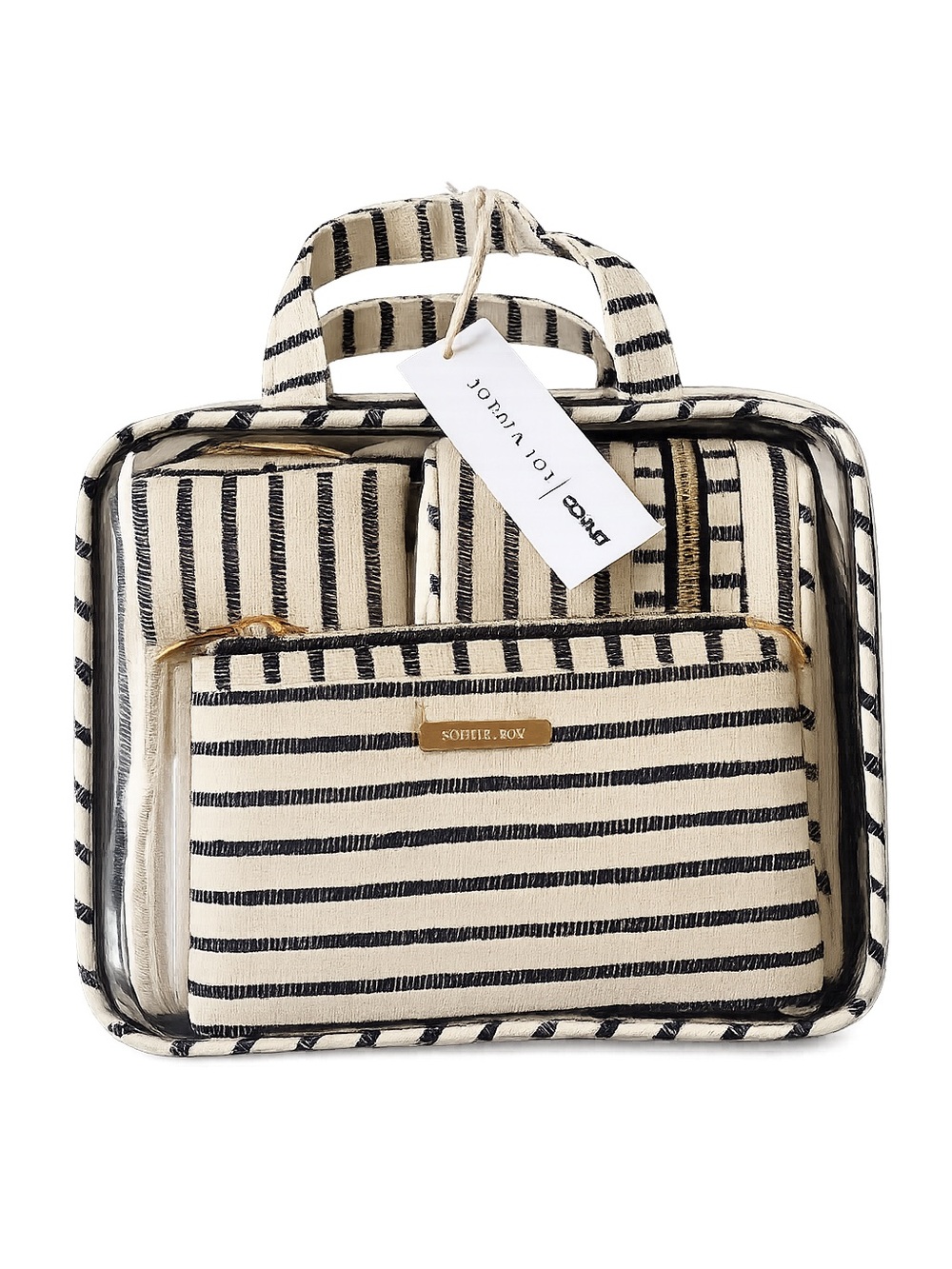 Sophia Joy x Conair 4-Piece Travel Organizer Set – Black & Cream Stripe